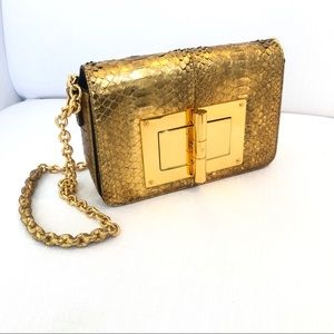 TOM FORD NATALIA PYTHON CROSSBODY BAG ANTIQUE GOLD